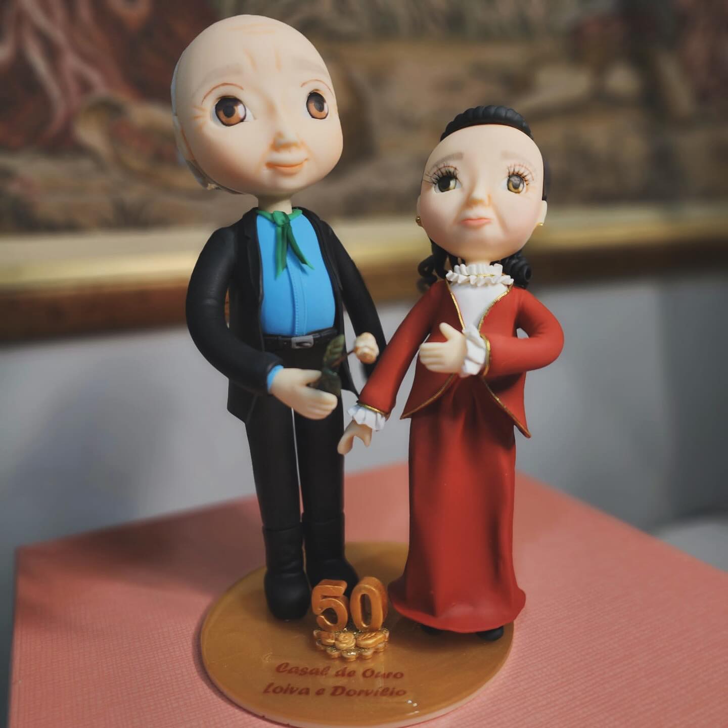 Boneco de biscuit: Bodas de Ouro — Casal