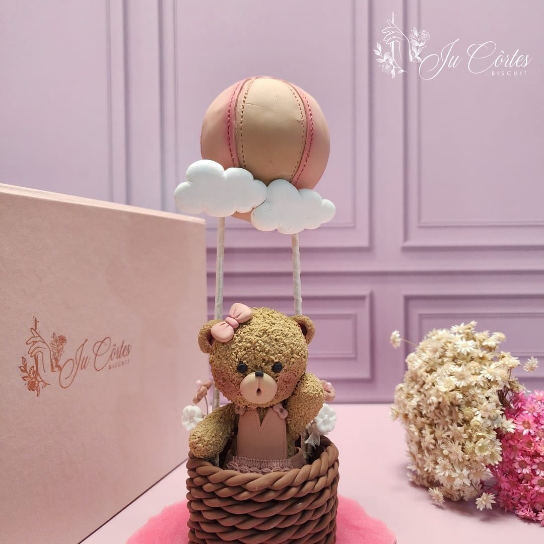 Boneco de biscuit: Topo de Bolo Ursinha — Balão